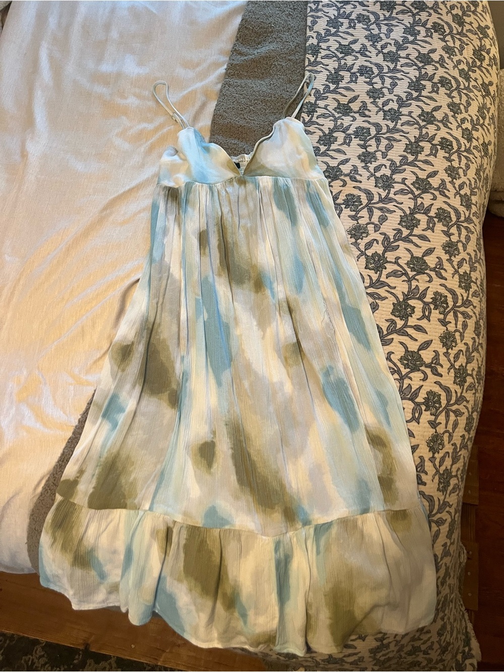 Women’s Watercolor Stripe Sundress - Light Blue & Olive